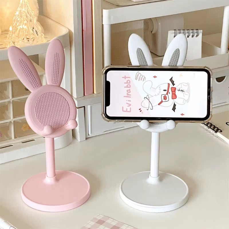 Cute Rabbit Mobile Phone Stand Adjustable Desktop Holder for Iphone Samsung Xiaomi Ipad Switch Desk Office Home Portable Stand
